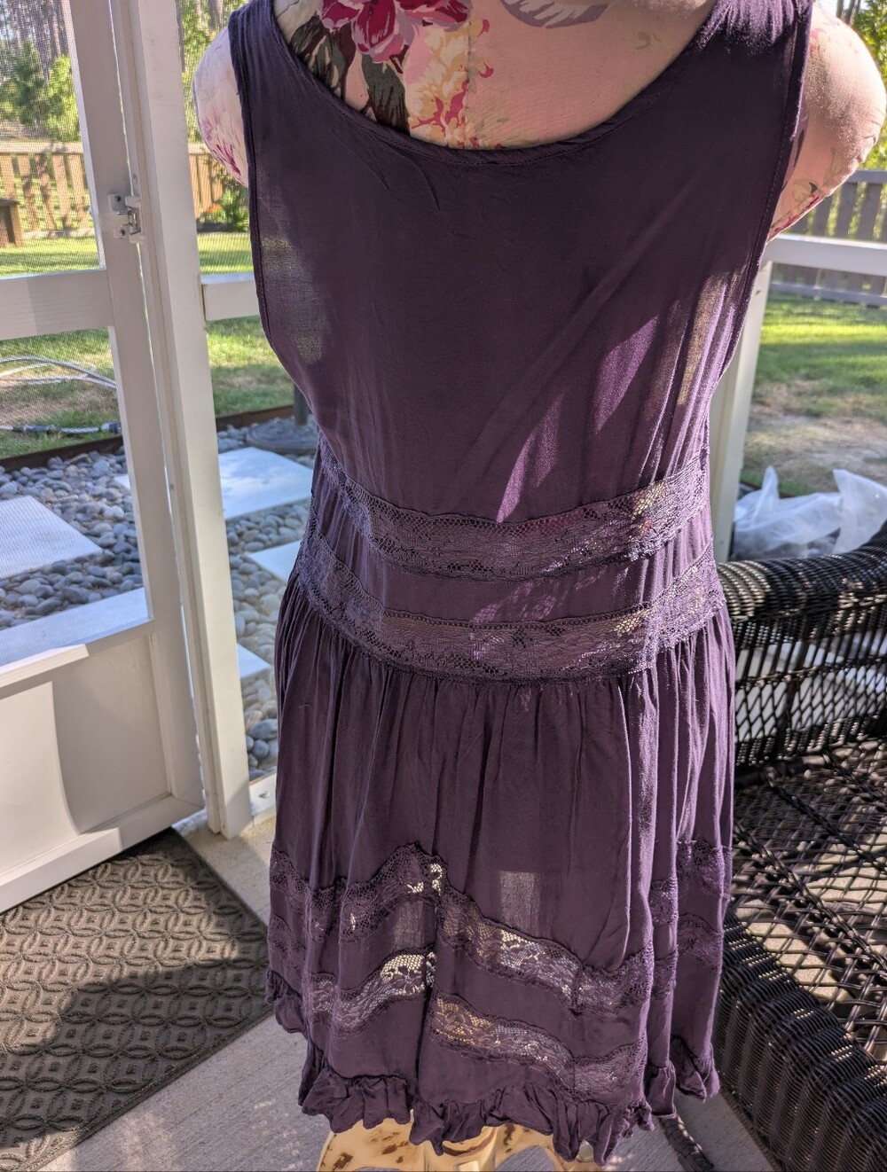 Tobi Sleeveless Purple Lace-Trim Dress